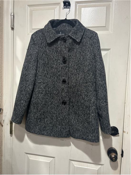 London Fog Jackets & Blazers - Women's London Fog Pea Coat Size M Black White Tweed